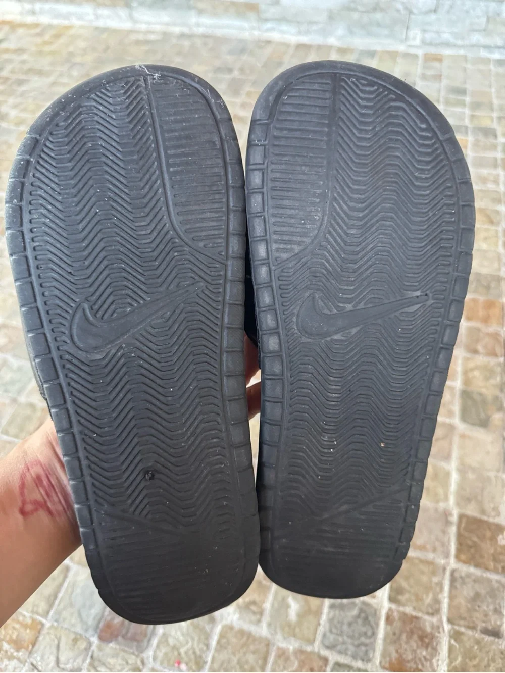 Nike Black Slides with White Logo